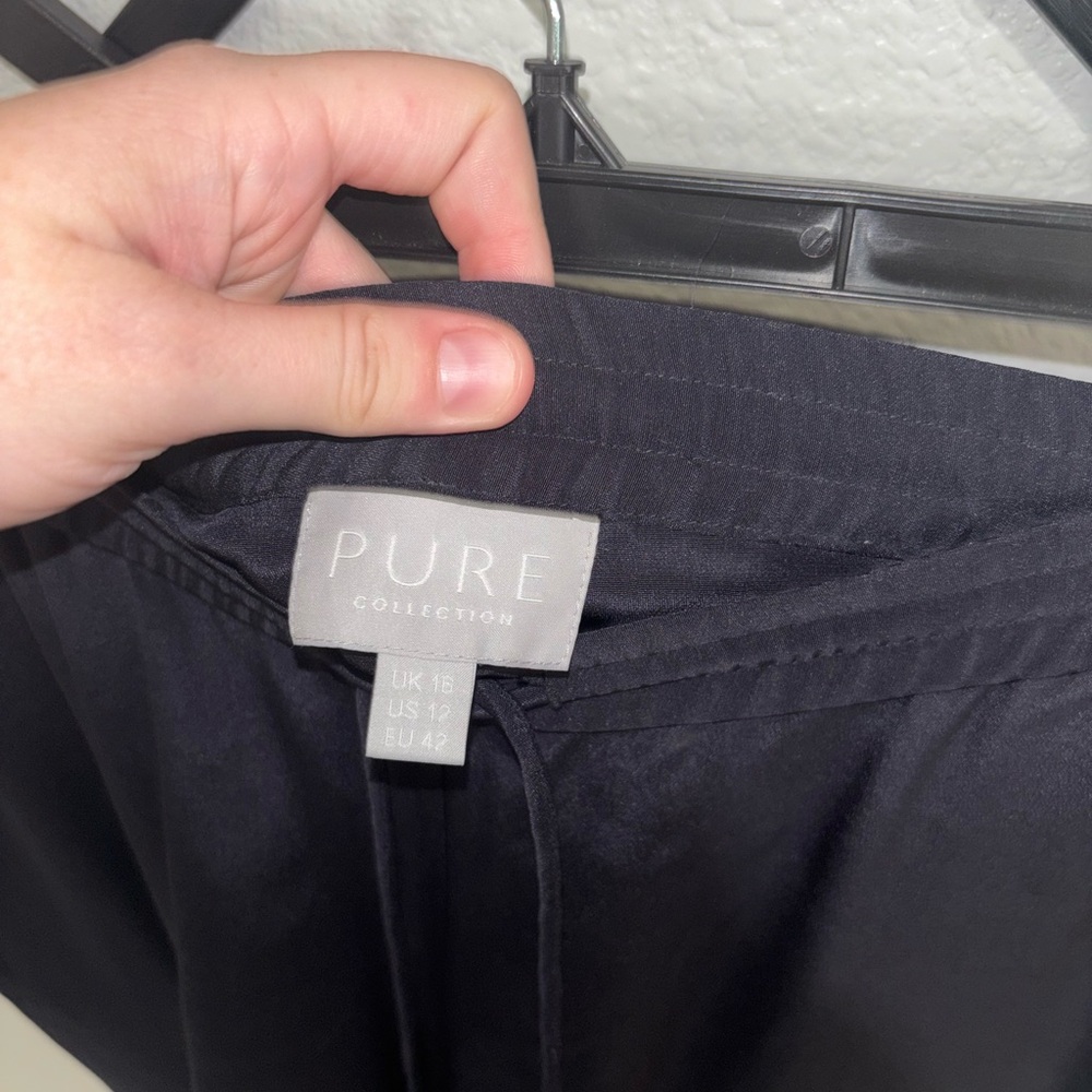 Pure Collection Black Drawstring Pants Women’s Size 12 Casual Lounge Travel Work - Picture 3 of 4
